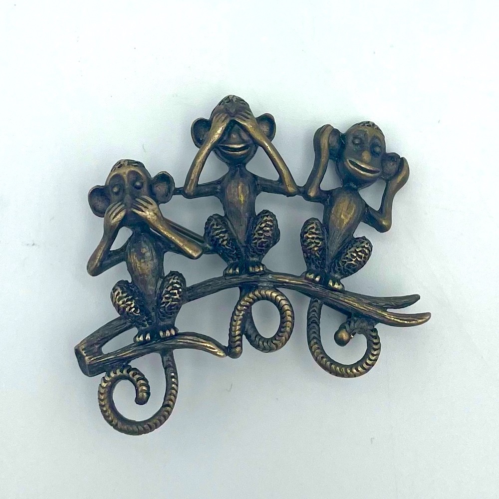 Vintage Danecraft 3 Wise Monkeys Brooch Pin